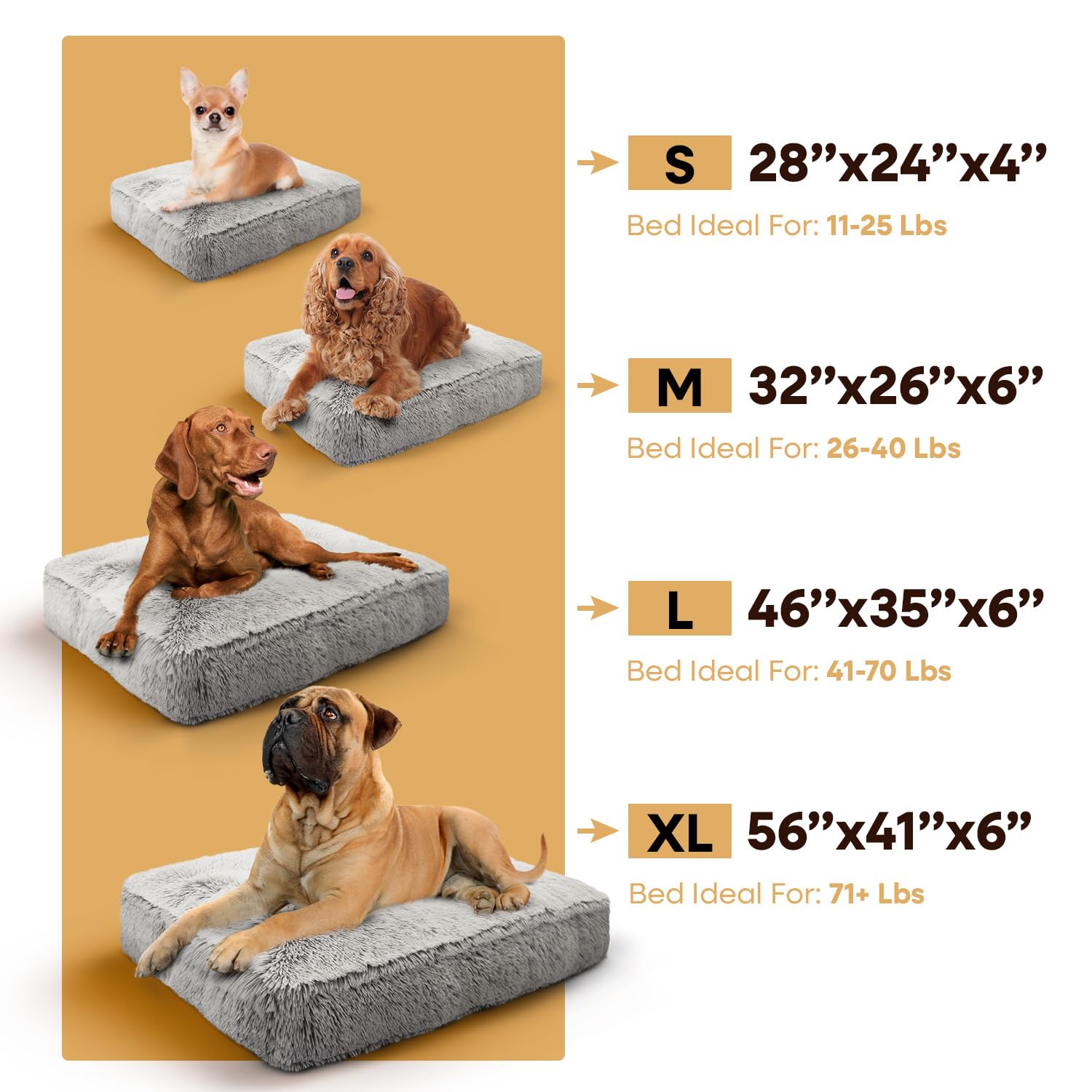 Bessie & Barnie Hundebett Mit Nackenrolle – Plüsch-Kunstfell, Waschbar, Rutschfest, 3 Größen