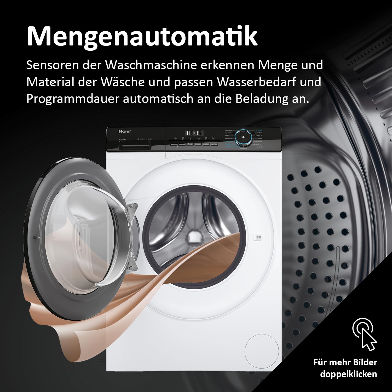 Haier I-PRO SERIE 3 Waschtrockner HWD100-B14939 I Waschmaschine Trockner Kombi I 10kg Waschen & 6kg Trocknen I Energieklasse A, Kombiklasse D I 1.400 U/Min. & leiser Direktantrieb I Washer Dryer