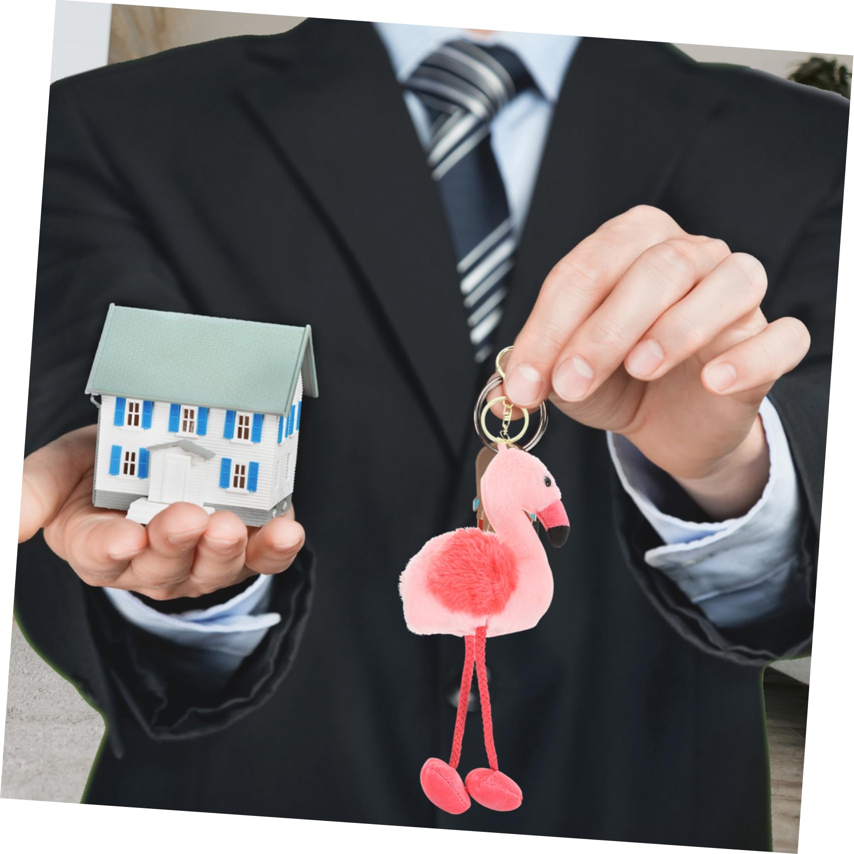 Gogogmee Plush Flamingo Keychain Pendant Cute Backpack Charm Soft Stuffed Animal Decor for Bags Luggage and Handbags Present for Friends and