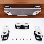 BYMECOST Under Support de rangement pour ordinateur portable de bureau, porte-dispositif de sous-position en métal, pour appareils jusqu'à 1.37" Épais, MacBook, Mini, Clavier, routeur, avec silicone anti-rayure (noir)