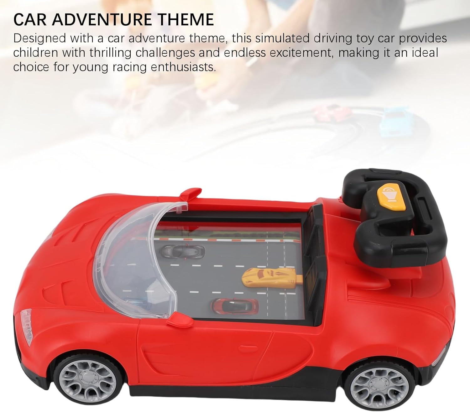 Racing Car Steering Musical Steering Wheel Toy Racing Adventure Car Wheel Toy with Sound Effects for Kids - Simulated Driving Game, Exciting Adventure (Red)