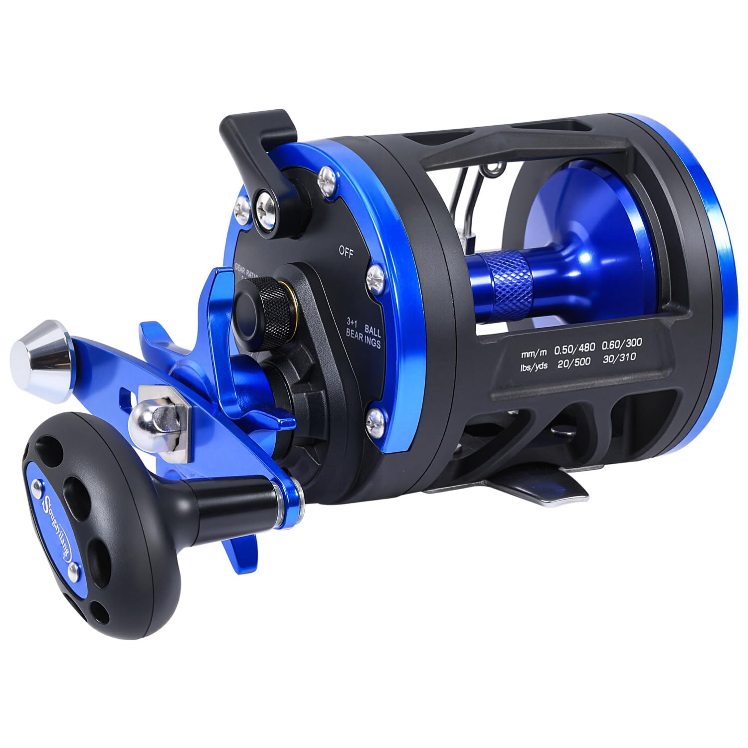 Sougayilang Trolling Reel, Smooth Powerful Boat Fishing Ocean Reel, Saltwater Level Wind Reels for Catfish, Musky, Sea Bass, Salmon-B30L