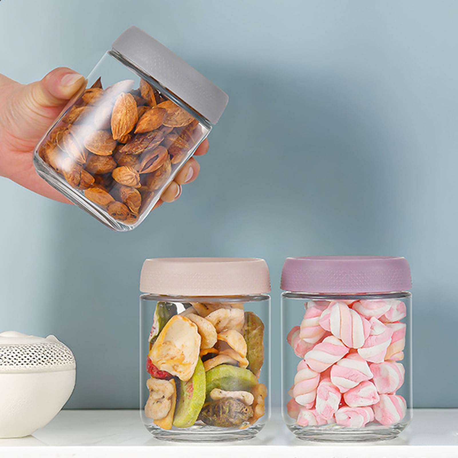 Pots à Yaourt en Verre avec Couvercles Lot de 4 Bocaux en Verre Grands