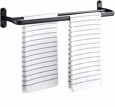 SHUWB Toallero Doble de Aluminio de Pared, Estantería de Almacenamiento para Baño con 2 Barras Estante de Toallas, Toallero de Baño Sin Taladro en la ...