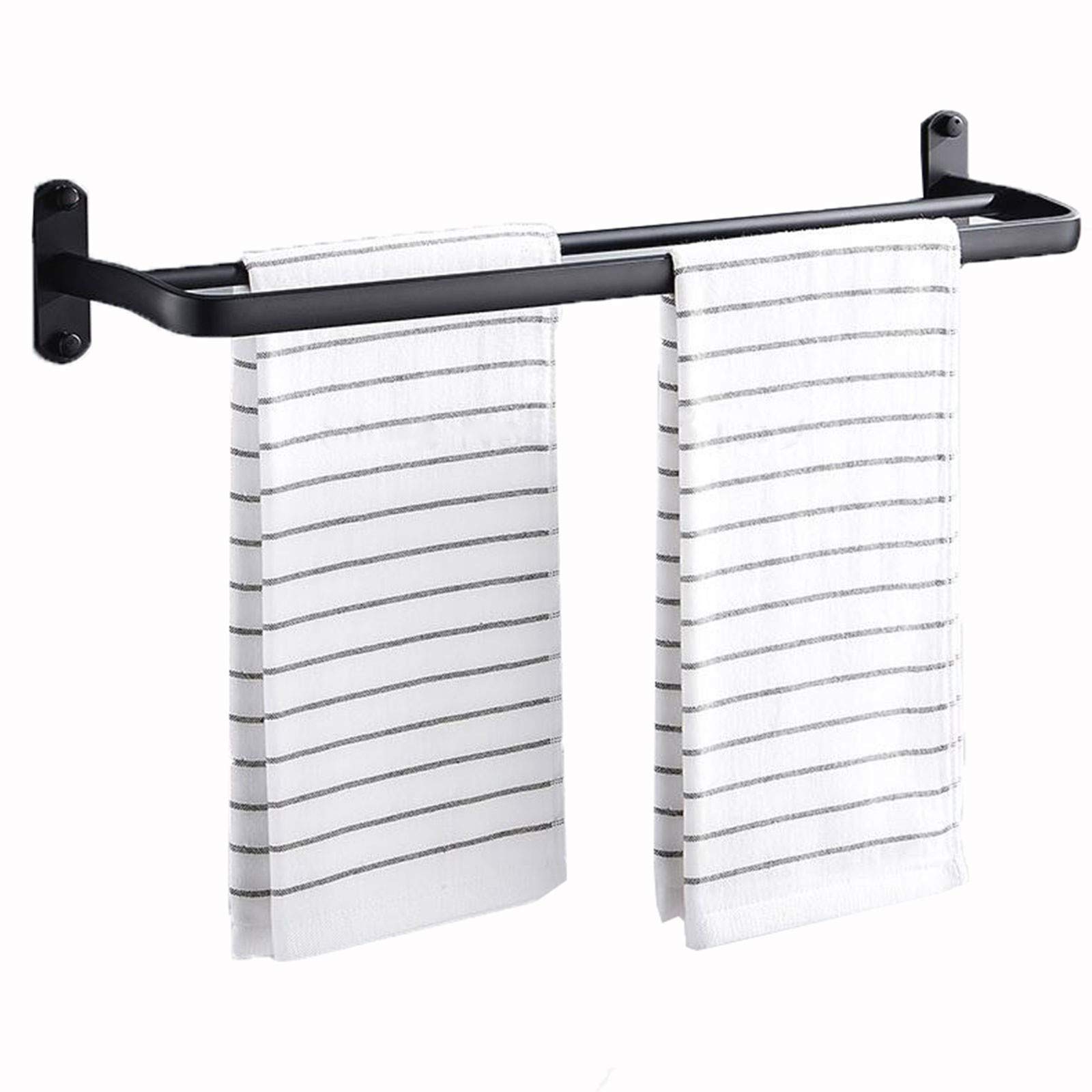 Porte-serviettes noir mat 24 pouces en aluminium avec étagère double tige