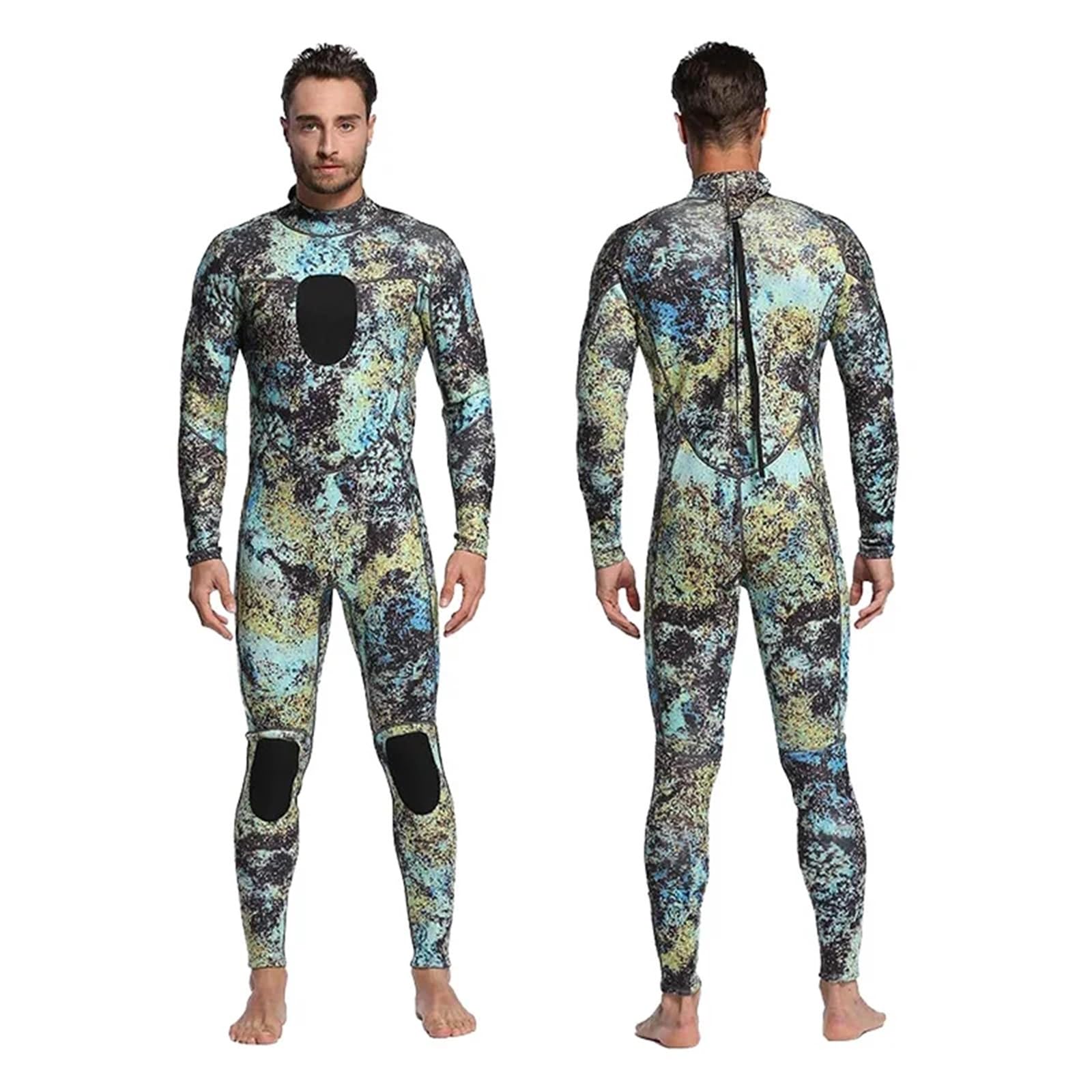 Muta Uomo Muta da sub in neoprene da 3 mm da uomo con cerniera posteriore e maniche lunghe, taglie forti, for pesca subacquea, da uomo, for surf