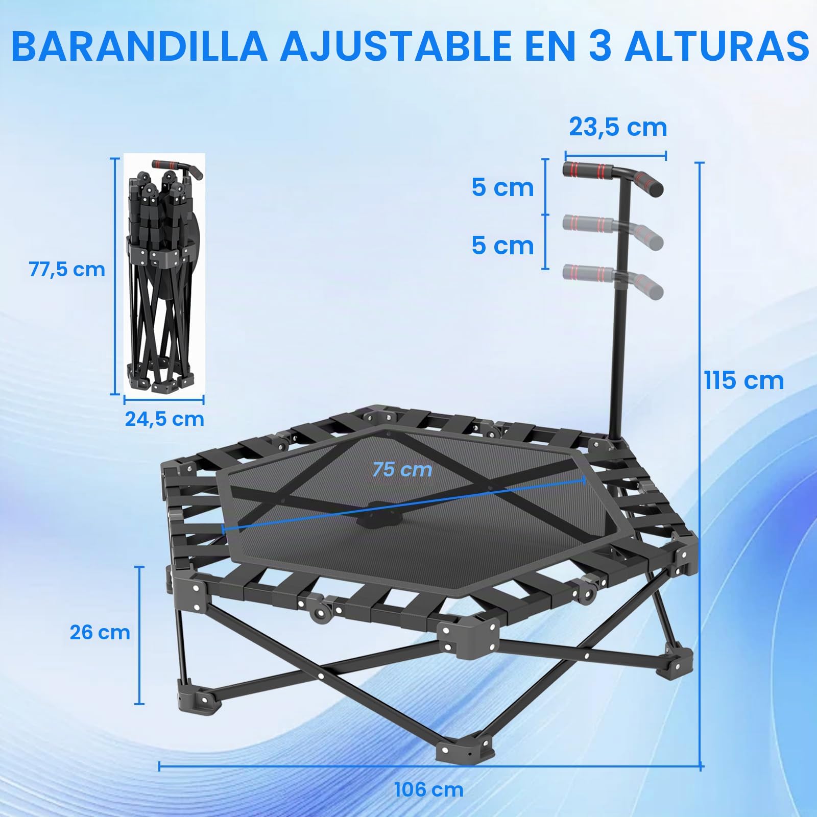 Mini Trampolín Plegable, Cama Elástica Fitness de Interior 106 cm