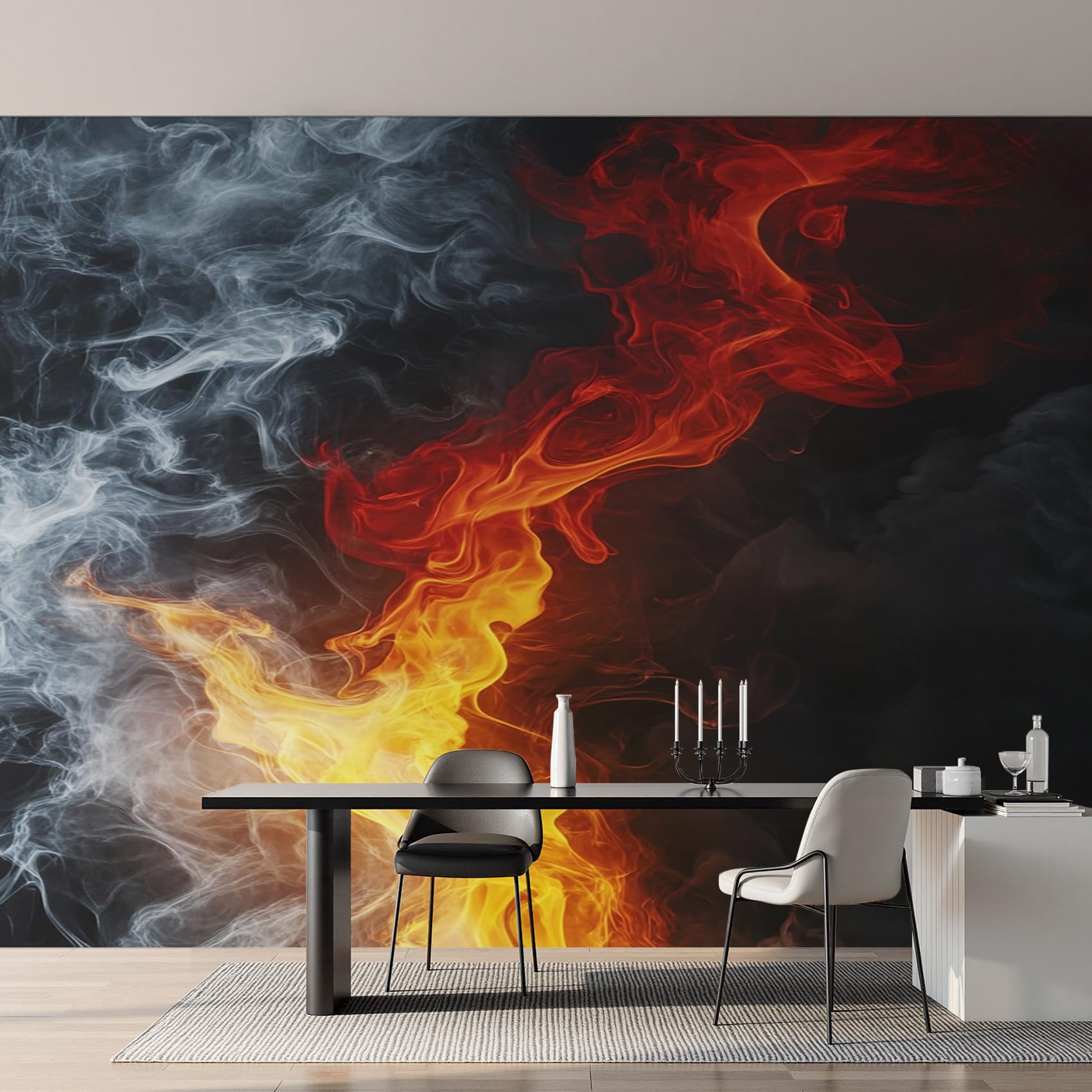Papier Peint Flamme Grand Format pour une Décoration Salon Chaleureuse