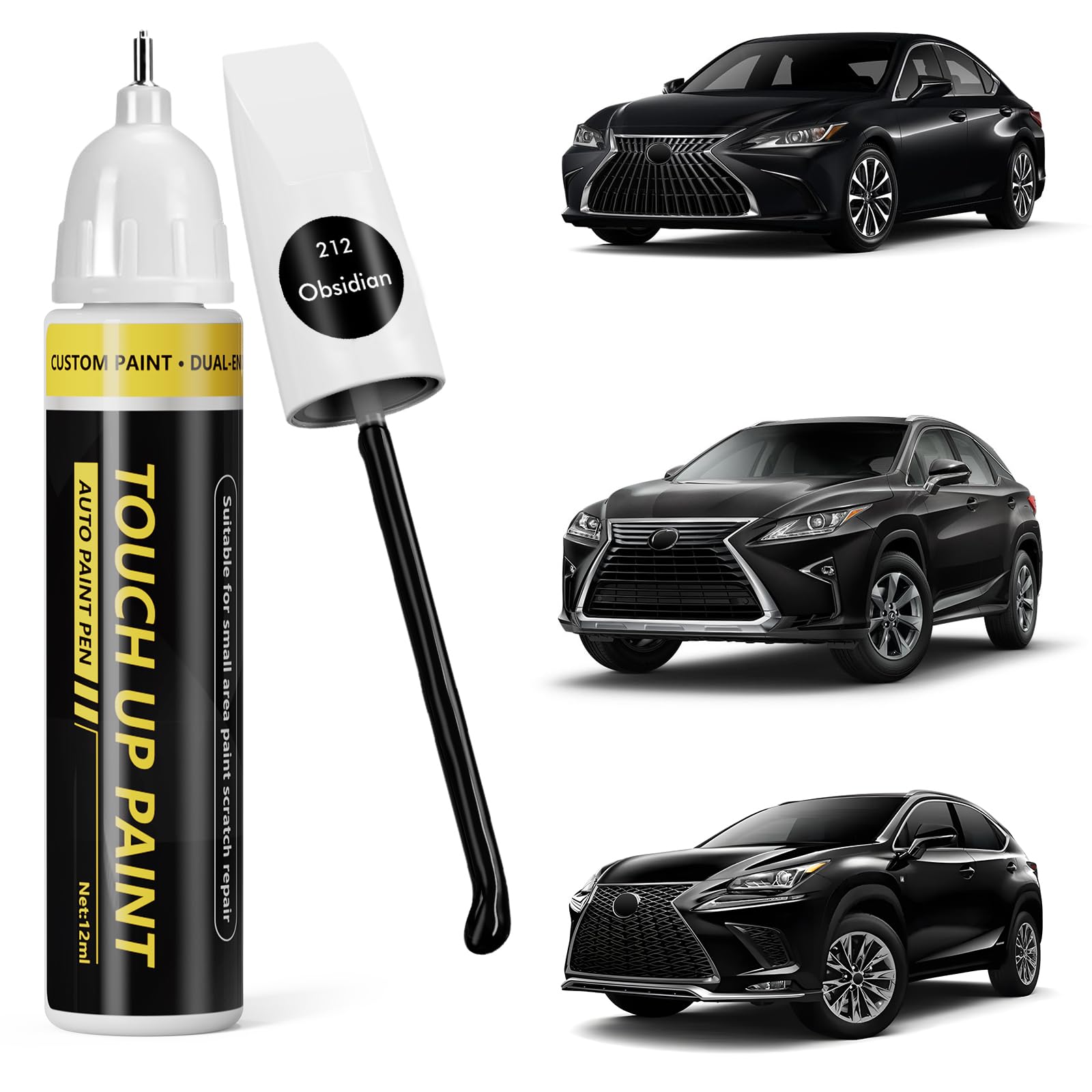 (Obsidian (212) Car Touch Up Paint for Lexus,Car Paint Scratch Repair Kit,2 in 1 Premium Scratch Remover Pen with Exact Color-Matched