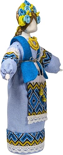 Miniatura 2 de Exclusiva muñeca coleccionable de Ucrania Motanka, diseño eslavo, hecha a mano, hecha a mano en Ucrania, 7.5 pulgadas (azul)