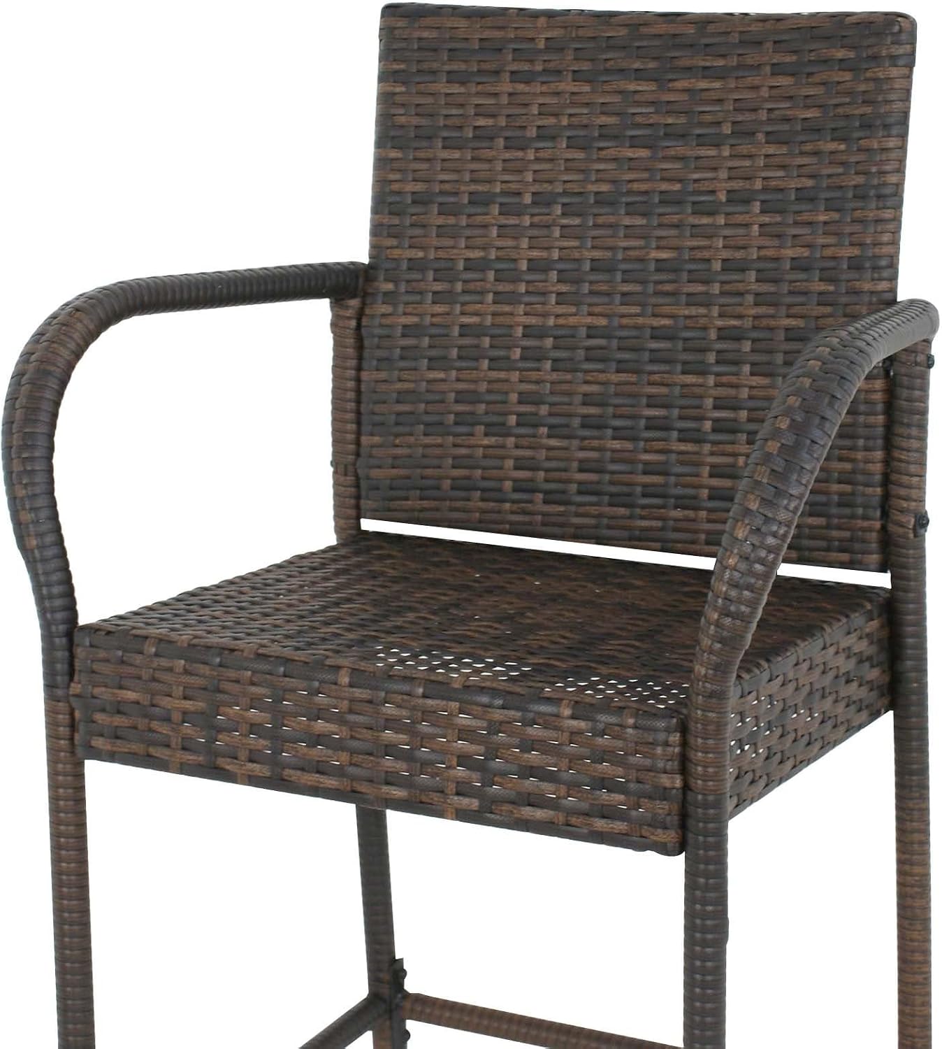 Set of 2 Upgraded Wicker Bar Stools Chairs Backyard Rattan Chair w/Armrest Brwon