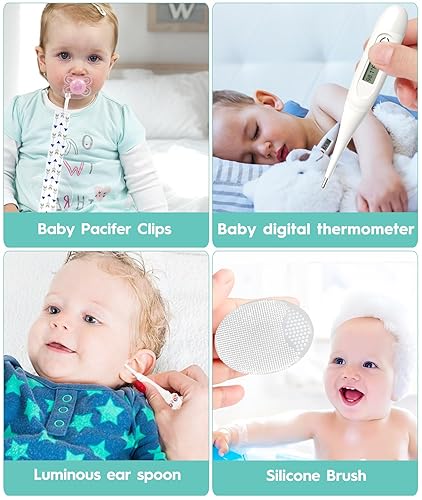 Miniatura 5 de Kit de cuidado de la salud y aseo del bebé, kit de seguridad para el cuidado del bebé recién nacido, con peine de cepillo de pelo, cortaúñas,