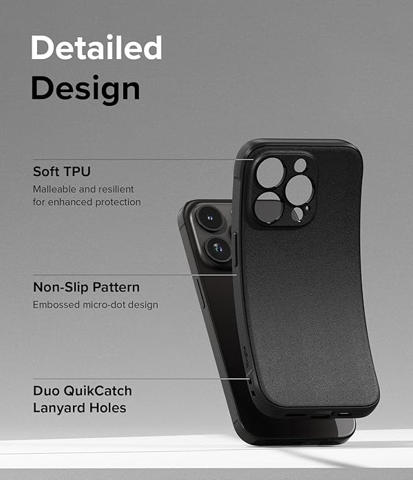 Ringke Onyx for iPhone 15 Pro Case, [Feels Good in The Hand] Oil & Dirt Resistant, Individual Lens Covers for Cameras, Non-Slip Enhanced Grip Lightweight Cover - Black by Ringke - Image 7