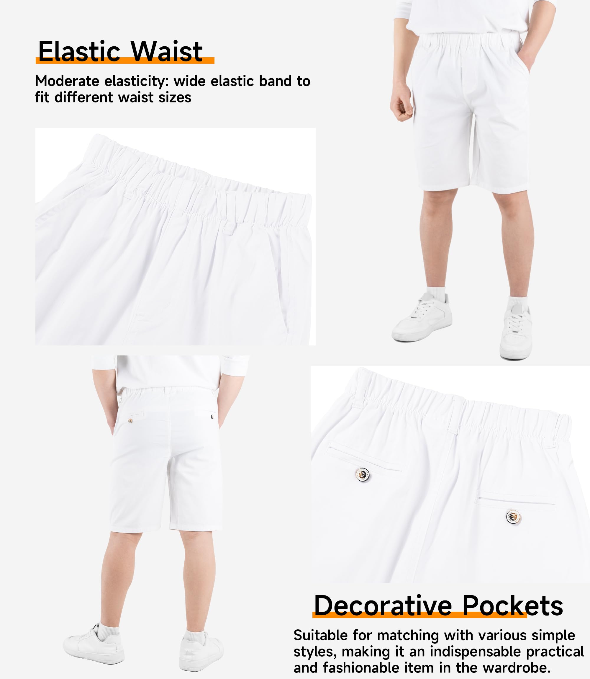 CAMLAKEE Pantalón Chino Corto Niño Verano Pantalón Liso Transpirable con Cintura Elástica
