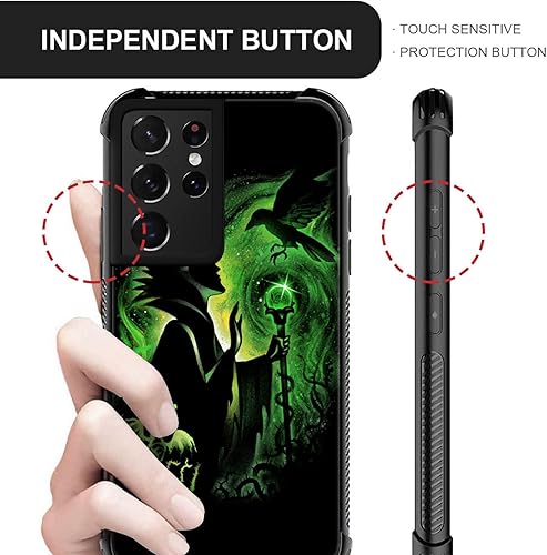 Miniatura 4 de CARLOCA Funda compatible con Samsung Galaxy S21 Ultra, diseño de dama mágica verde, ultra protección, a prueba de golpes, de silicona suave, TPU