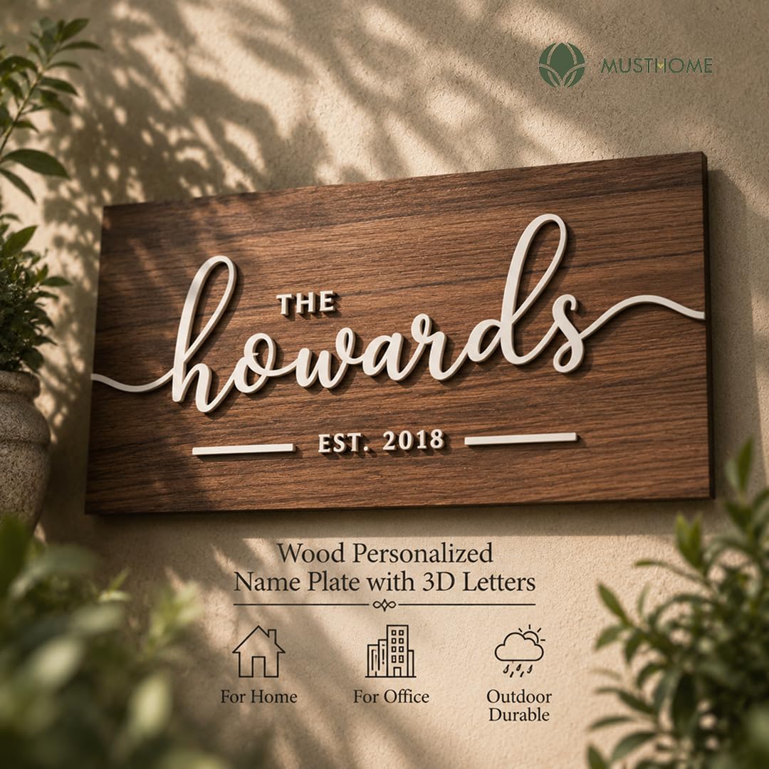 Personalized Wooden Name Plate - Custom House Sign -8 Personalized Wooden Name Plate - Custom House Sign -8