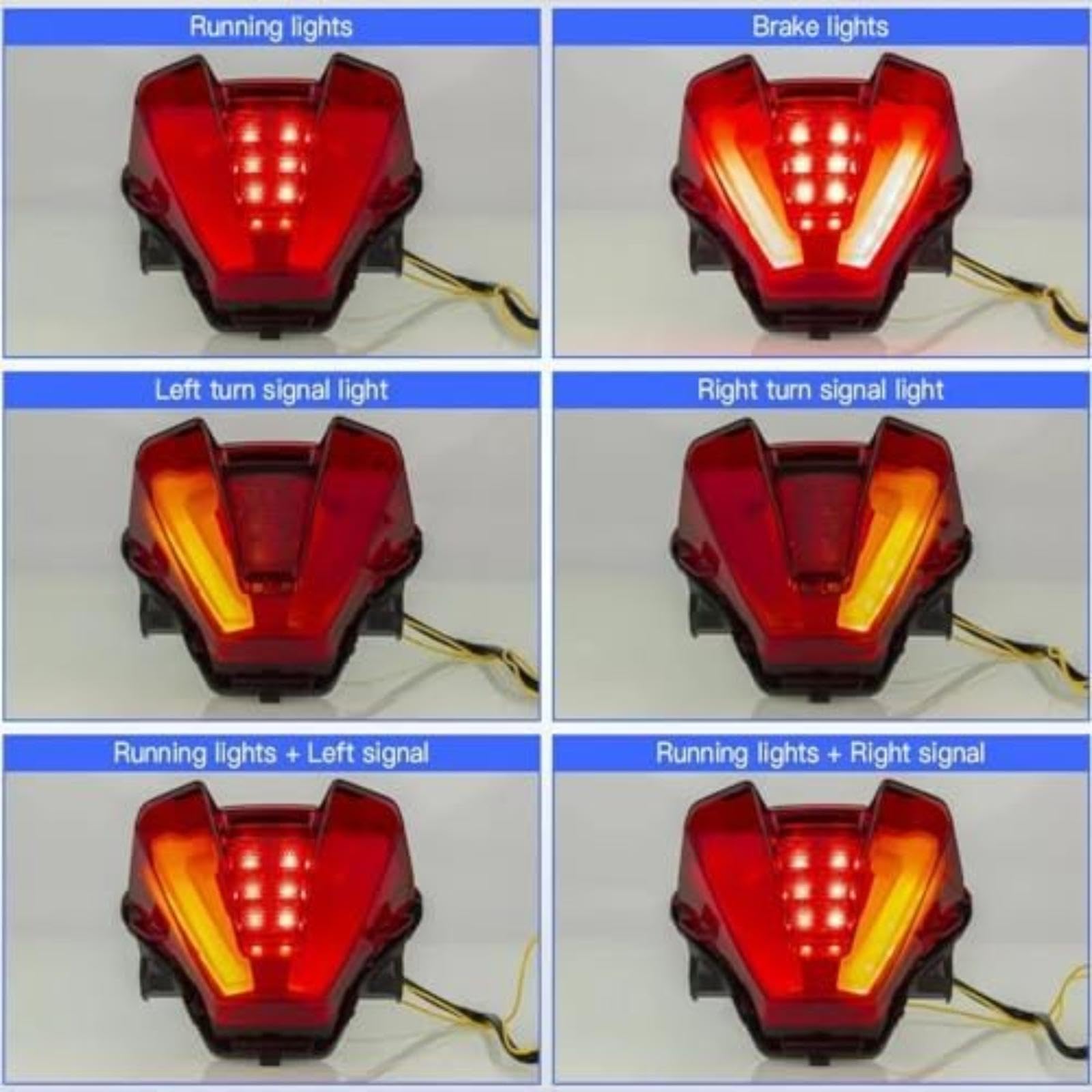 Fanale posteriore, per moto Fz07 e Mt-07 2018-2023; indicatori di direzione integrati con fanale posteriore e luce di stop Luce di indicatore di direzione per bicicletta (Red) Luce (Red)
