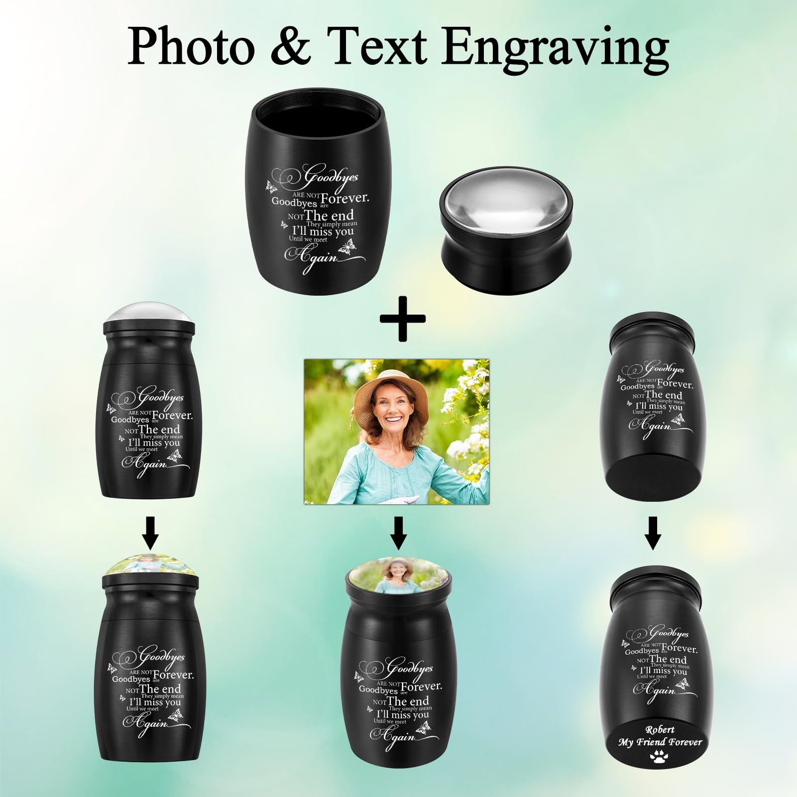 Photo Personalized Small Urns for Human Ashes Keepsake 3 Inches Butterfly Mini Urns for Human Ashes Mini Cremation Urn Memorial Urn Aluminum Ashes Holder