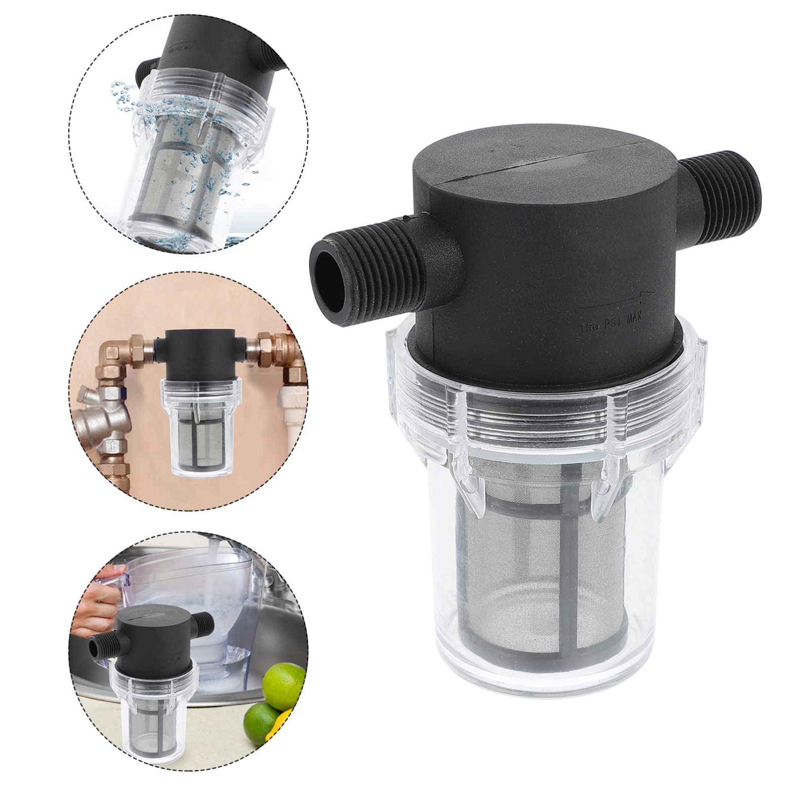 MUSISALY Water Pump Strainer Filter Inline Mesh Strainer Pipe Water Pump Sink Efficient Filtration