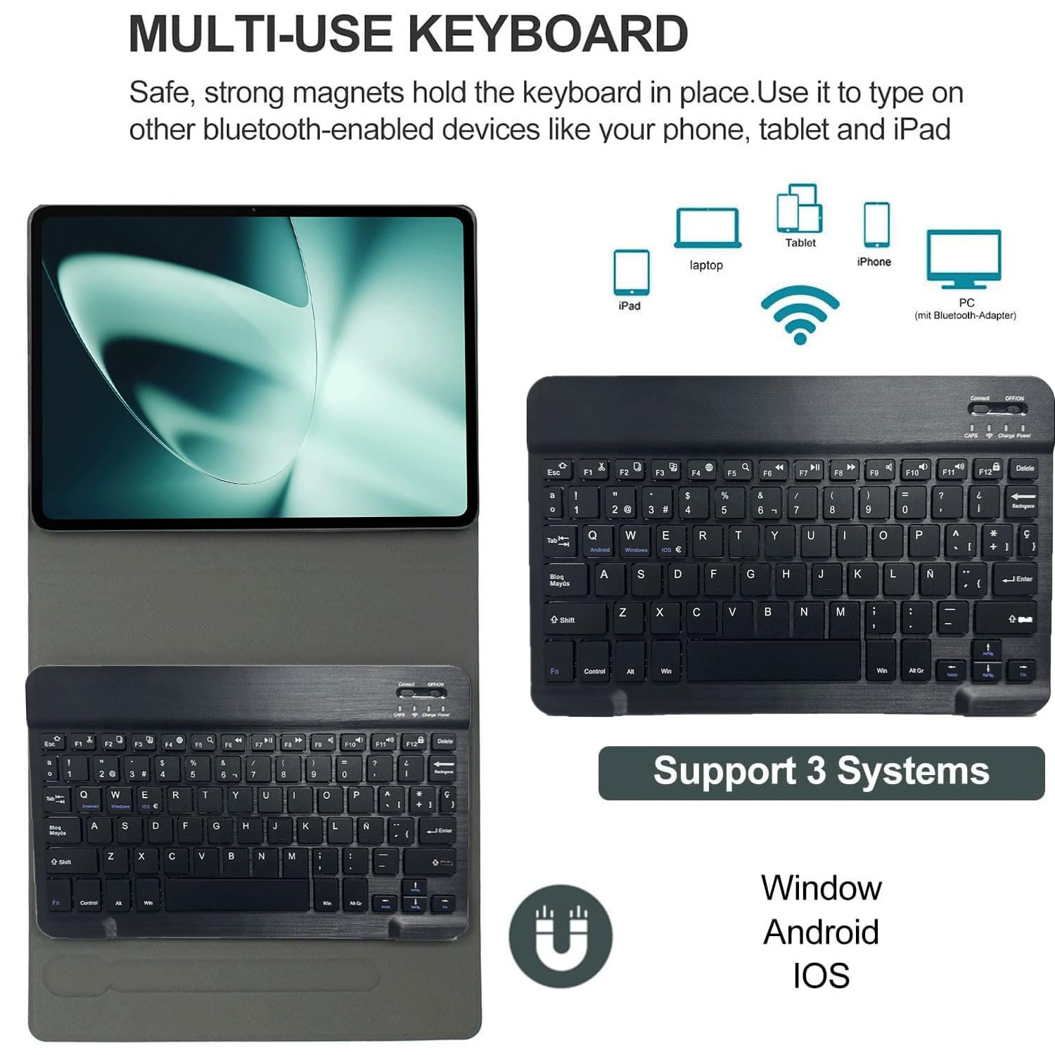 Custodia Con Tastiera Bluetooth Per OnePlus Pad 11.61 Pollici 2023 - Con Trackpad, Retroilluminazione 7 Colori, Ultrasottile E Staccabile