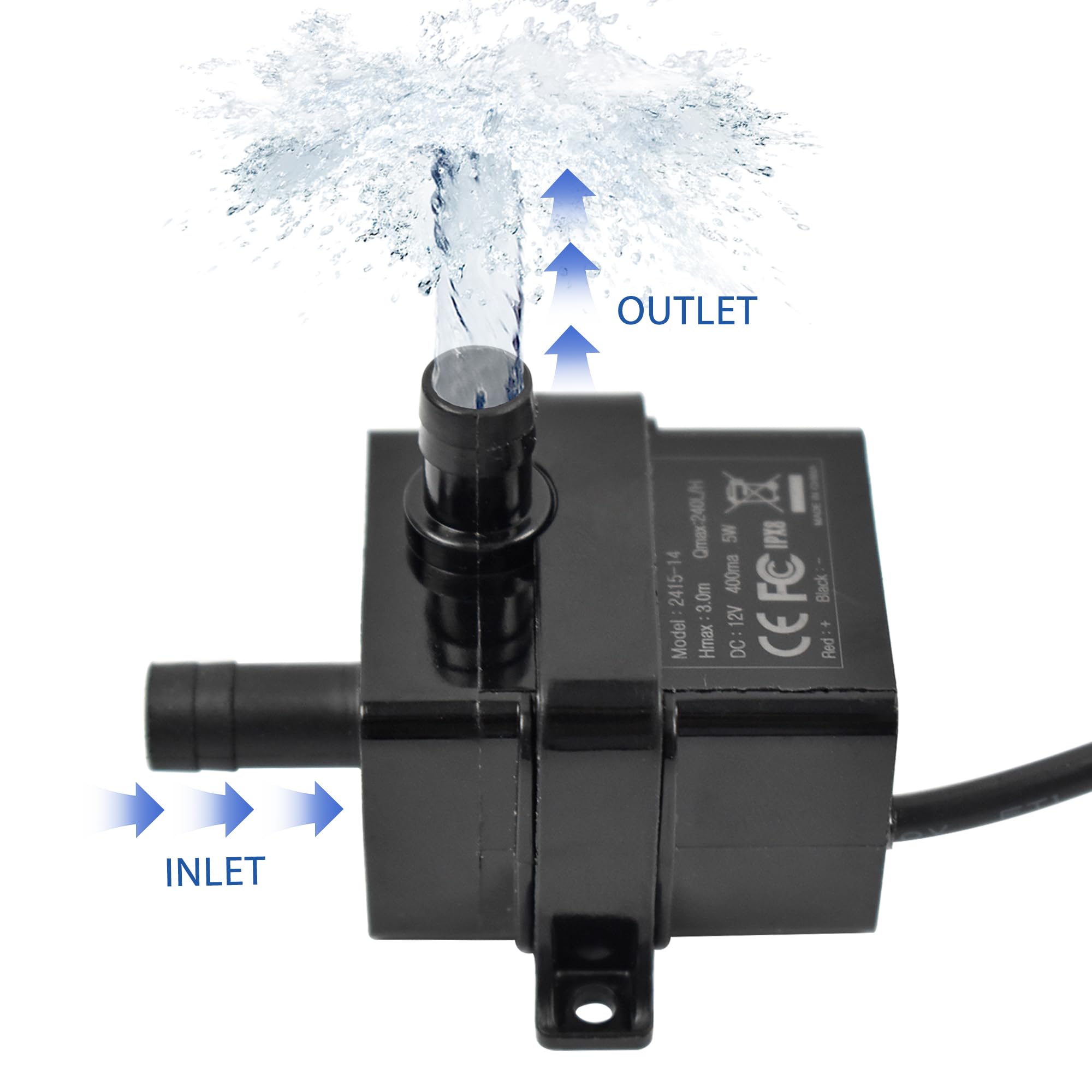 CONQUERALL Pompa bezszczotkowa DC 12 V 63 GPH 3 m 5 W pompa zanurzeniowa z rurką 1 m i zasilaczem (UE) do samodzielnego chłodzenia wodą PC