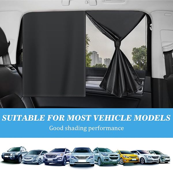 2 Stück Magnetisch Sonnenschutz Auto 71*47cm Enthält 10 Magnete Seitenscheibe Sonnenschutz Auto Baby UV-Schutz Car Shades Hitzeschutz-Sonnenschutz Vorhang, Auto-Sonnenschutz, Kinder, Haustiere Fenster - 4