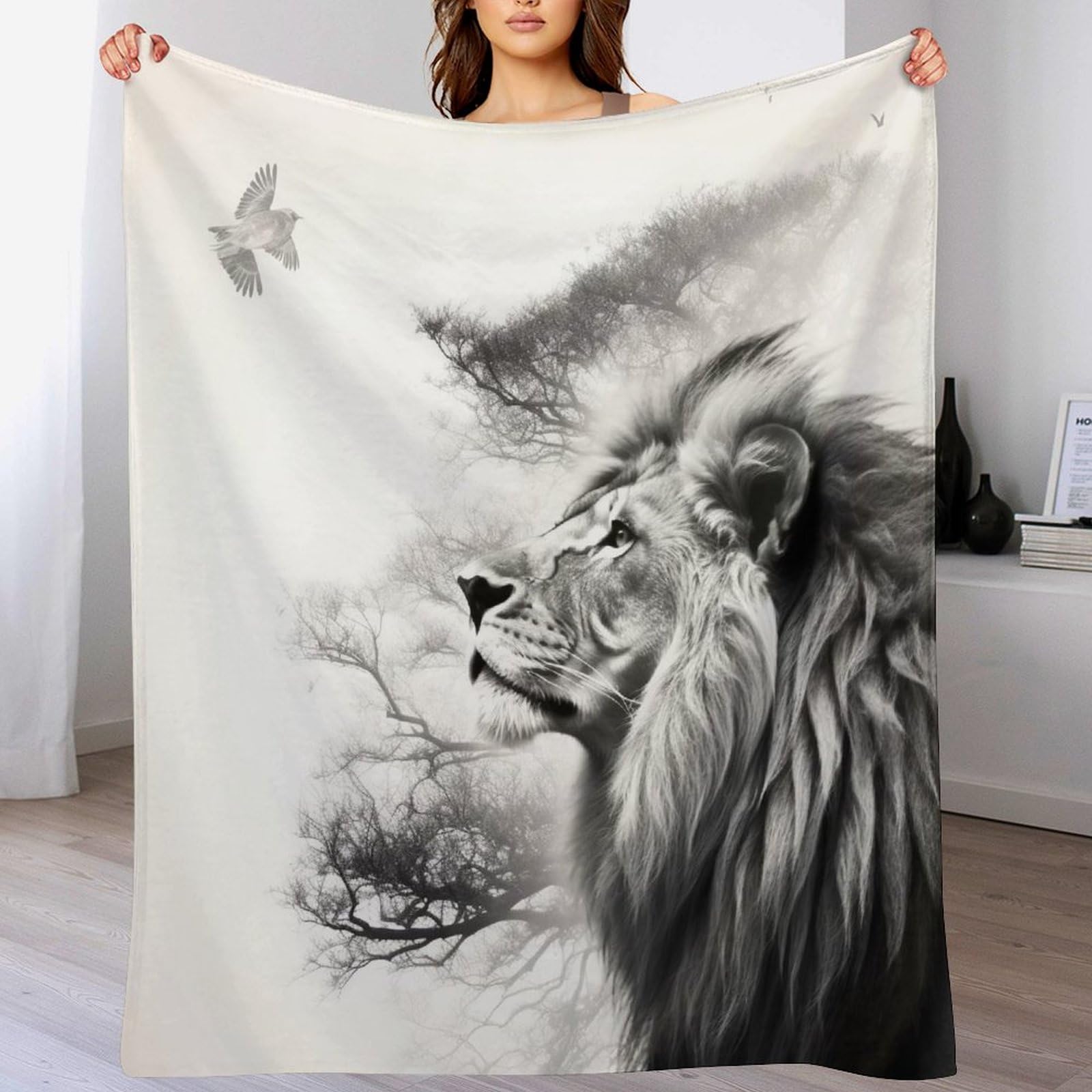 Couverture lion plaid polaire doux 130x150 cm, une idée cadeau idéale