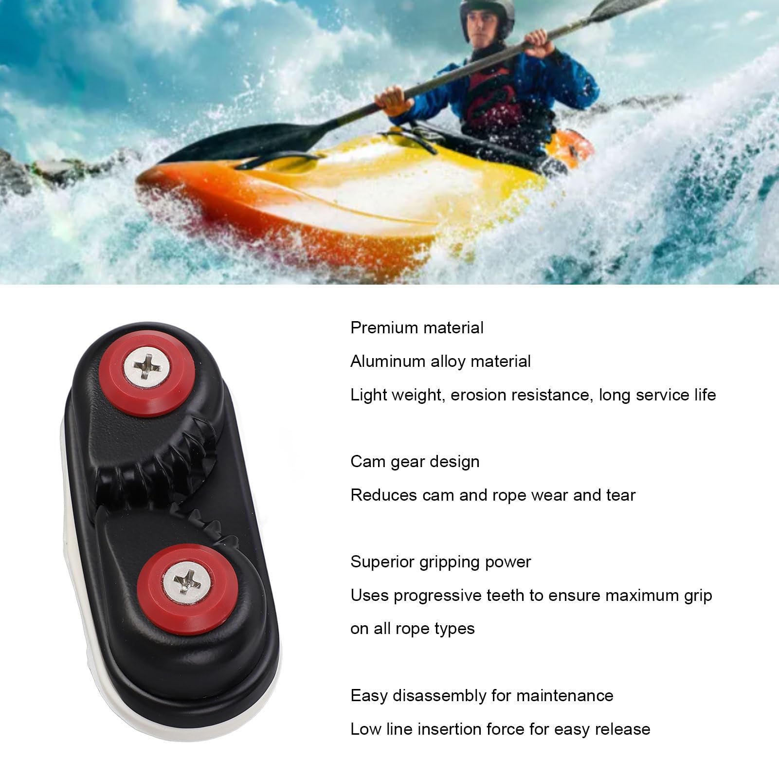 SPYMINNPOO Cam Cleat, Aluminium Alloy Professional Progressive Teeth Kayak Cam Cleats Fast Entry, Strong Grip for Sailboat, Kayak, Canoe
