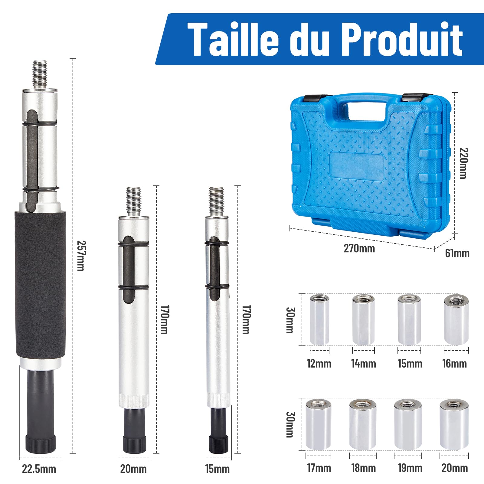 11 Pièce Centreur Embrayage Universel, 12-20mm Outil de Centrage d'embrayage, Coffret Centreur Embrayage Portable pour la Plupart des Voitures et Véhicules Utilitaires Légers