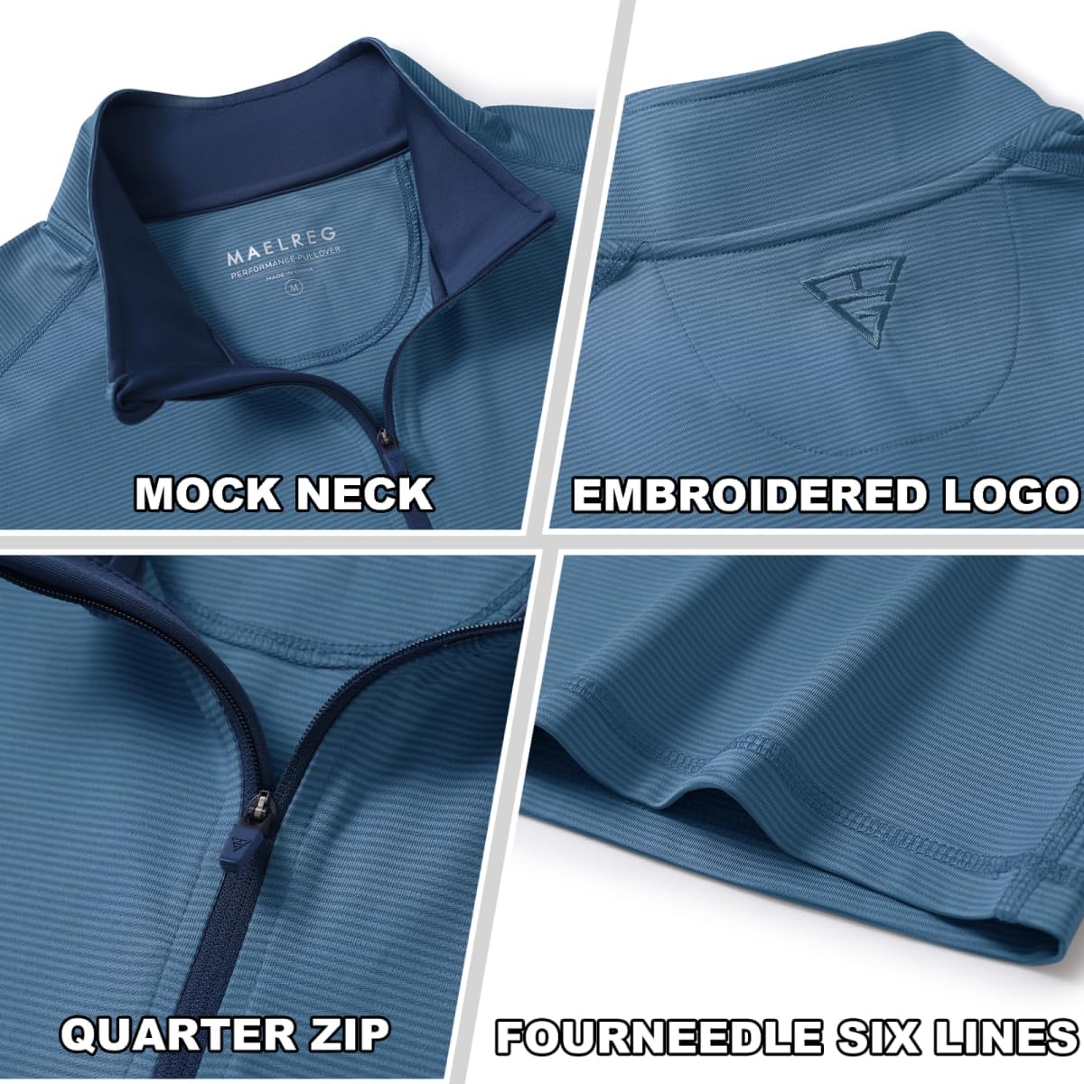 Quarter Zip Pullover Men Performance Dry Fit Stripe Mock Neck Midlayer Golf 1/4 Zip Pullover Mens Sweatshirt - Image 4