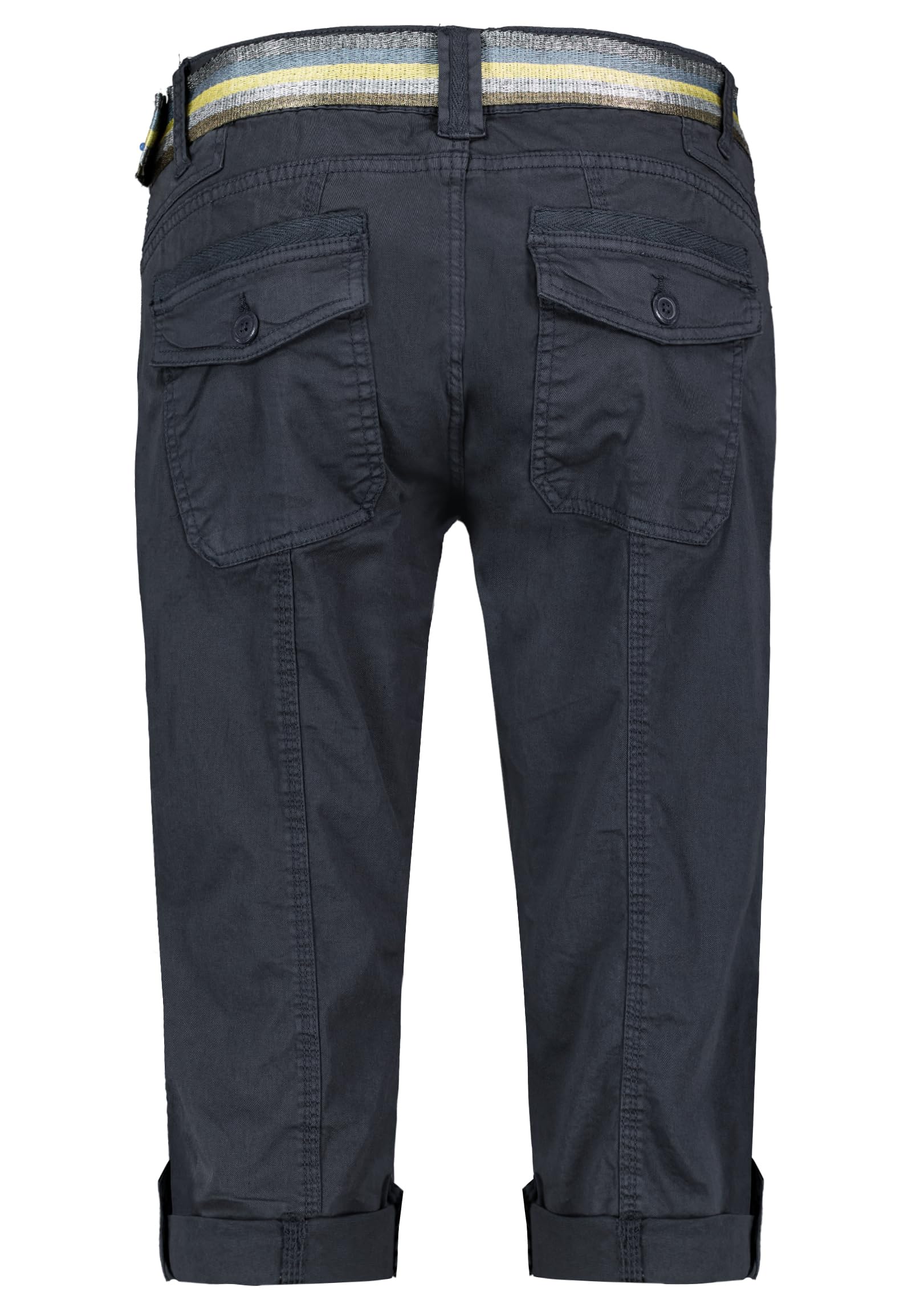 FRESH MADE Damen Capri-Hose 3/4-Shorts mit Metallic Gürtel