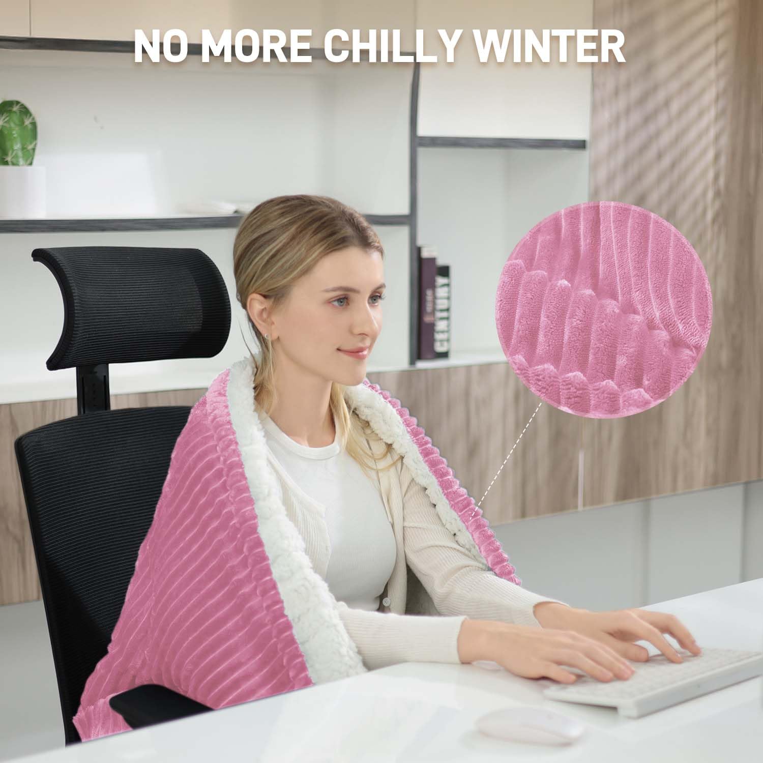 Heizdecke mit Abschaltautomatik 180 x 135cm | 6 Heizstufen Überhitzungsschutz,Elektrische Wärmedecke Bett Wärme Decke für Home & Office Flanell Maschinenwaschbar Rosa