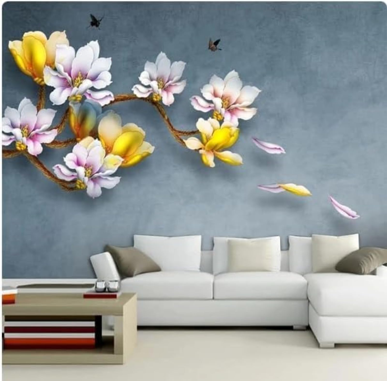 Papier peint 3D de fleurs colorées pour salon et bureau 200x140 cm