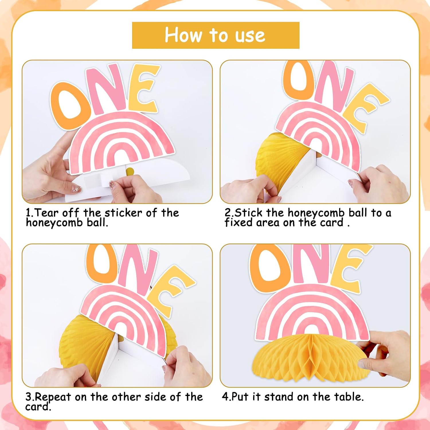 First Trip Around the Sun Decorations Girl - 8PCS One Happy Girl Honeycomb Centerpieces, Sun 1st Birthday Party Decorations Boho Sunshine Hippie Sunrise Rainbow Table Decor