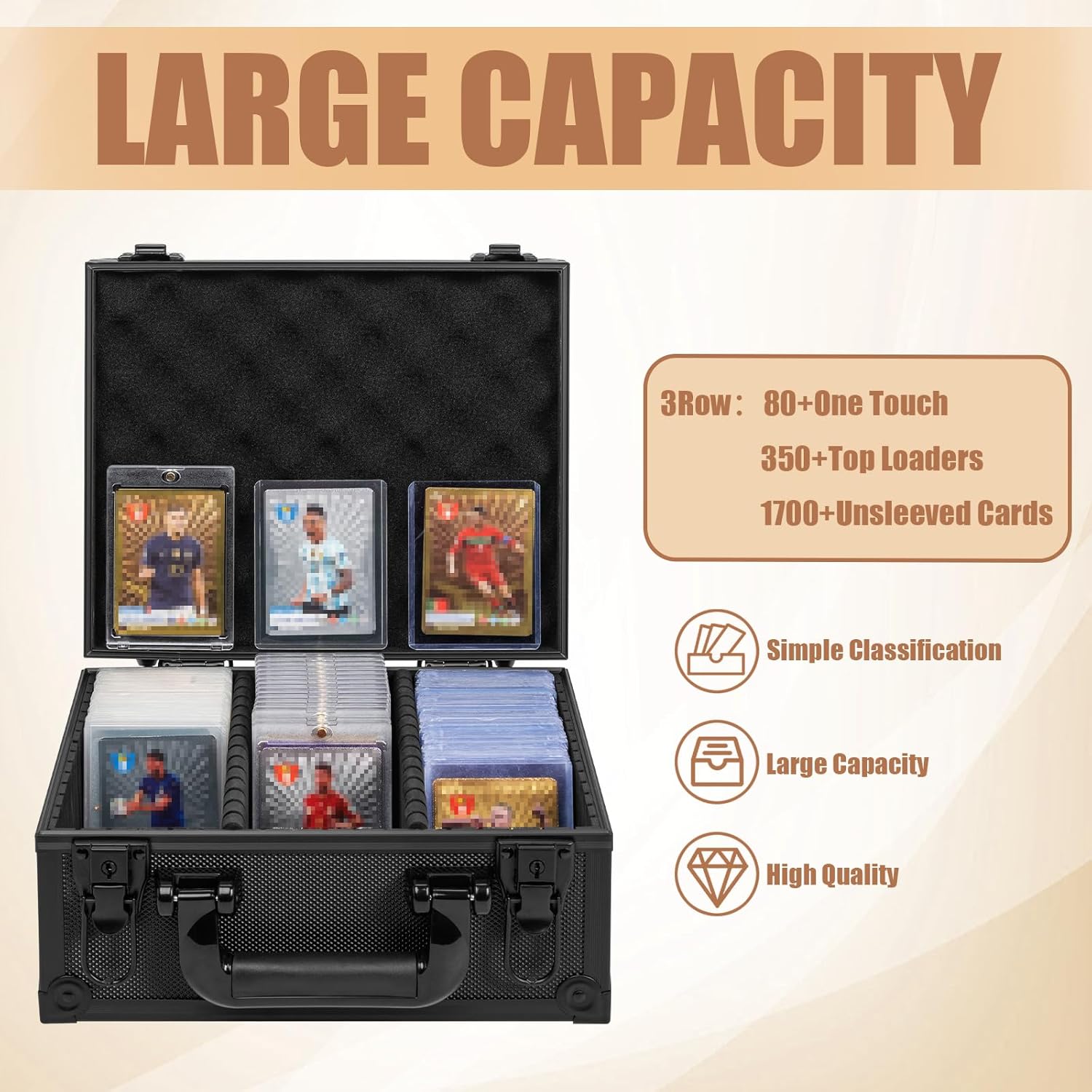 Toploaders Storage Box for 3" x 4" 35pt Rigid Card, Top Loader Storage with 5 Partition Holds 350+ Toploaders, Magnetic Card Holders