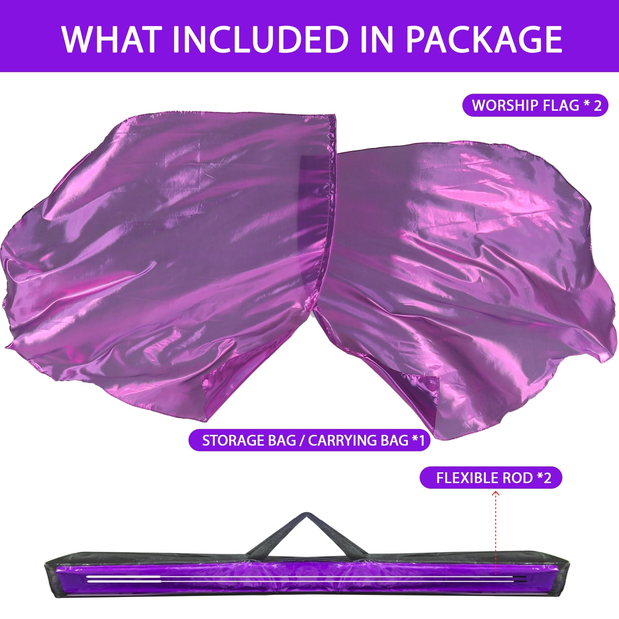 Kit De 2 Drapeaux De Culte + Tiges Flexibles – 95 X 136 Cm | 100% Polyester Léger | Sac De Transport Inclus | Parfait Pour Louange, Danse Et églises - 7