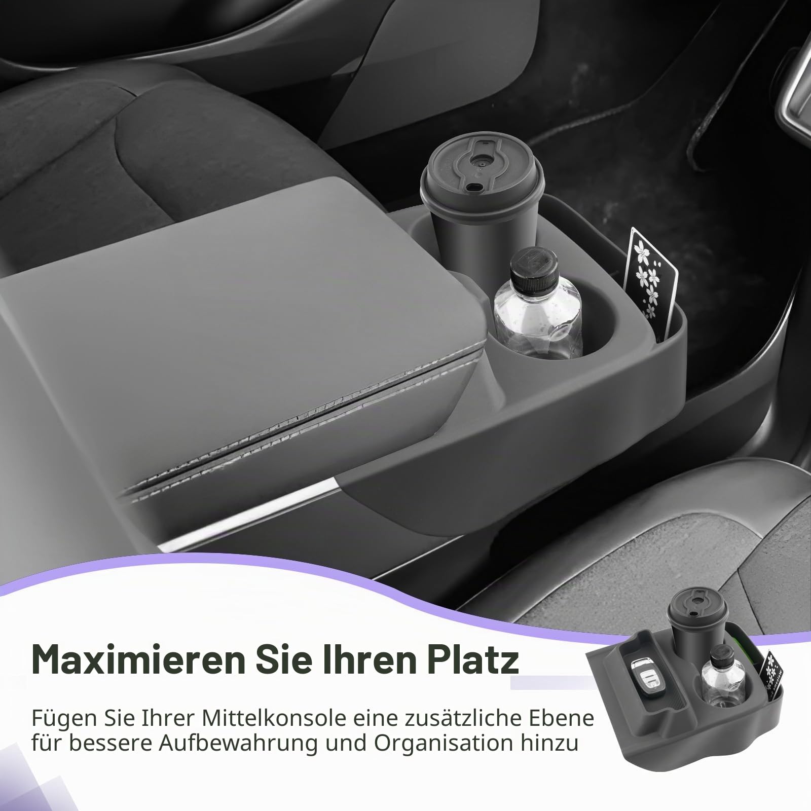 LUWU Kompatibel mit Tesla Model Y Juniper Standard 2025 2026 2027 (Nicht für Premium) Mittelkonsole Getränkehalter Auto Wasserbecherhalter OEM Anti-Rutsch Model Y Zubehör