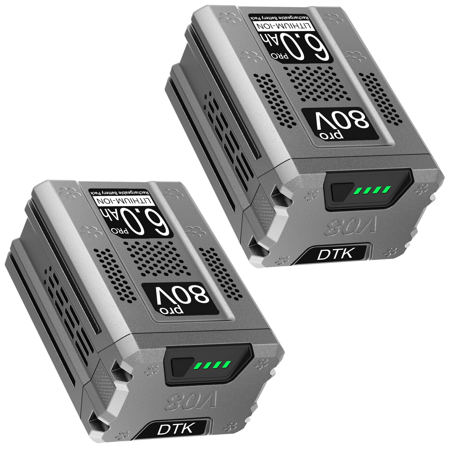 DTK 6Ah Long Lasting Batteries Replacement for Greenworks 80V Battery Ultra-High Capacity 6000mAh Lithium Ion ED80L00 Cordless Power Tools Batteries 2 Packs