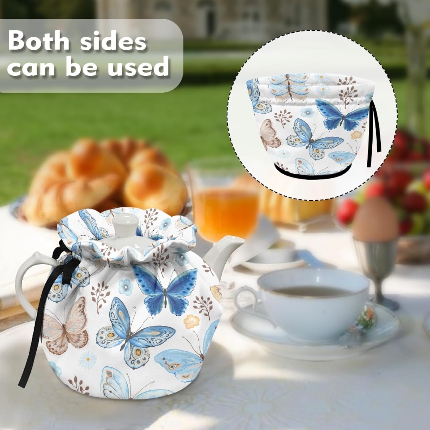 GLENLCWE 2Piece Hummingbird Flower Music Piano Tea Cozy Insulated Tea Cozies Dust Proof Keep Warm Tea Pot Cozy Kettle Cover Breakfast Warmer Washable