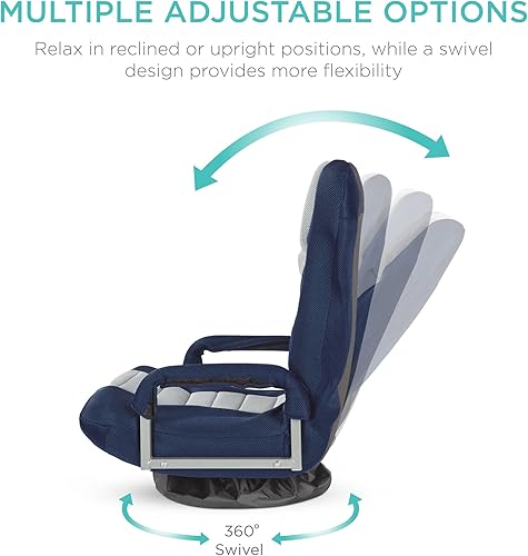 Miniatura 86 de Best Choice Products Silla giratoria para videojuegos de 360 grados, multiusos, para TV, lectura, jugar videojuegos, con soporte lumbar, asas de