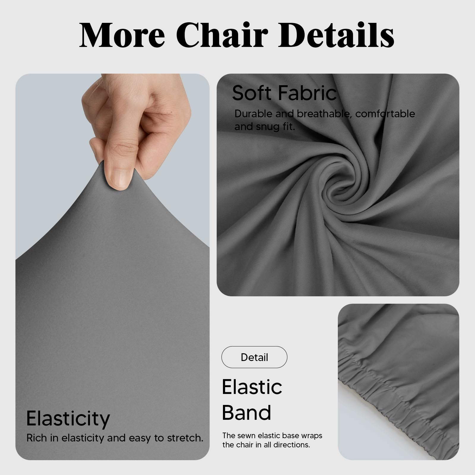 Coprisedie Con Schienale 6 Pezzi Elasticizzato Copertura Della Sedia Bi-Elastico Per Una Misura Universale, Coppia Spandex, Molto Facile da Pulire E Di Lunga Durata (Confezione da 6, Grigio Piombo)-O