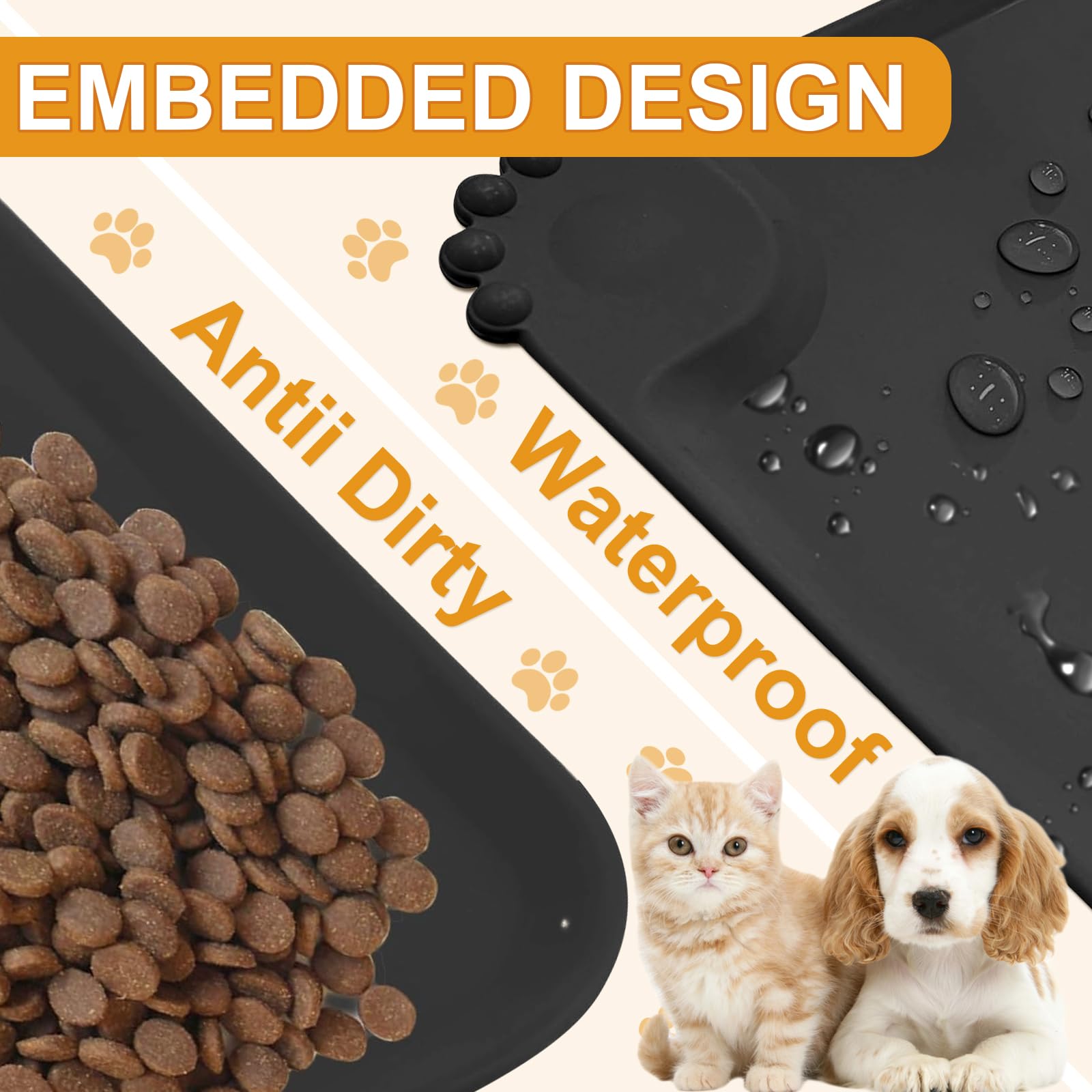 Tappetino Sottociotola In Silicone Per Cani E Gatti - Impermeabile E Antiscivolo, 48x30 Cm - Foto 4