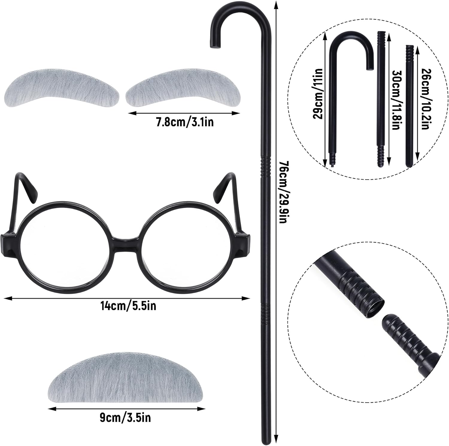 5Pcs 100 Days Costume Old Man Cosplay Set Grandpa Outfit Accessories for Man Halloween Dress Up - Image 2