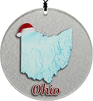 Vista 152 de Vermont Christmas Ornament - Winter Theme Featuring Snow, State Terrain Map and Santa Cap - 2025 Hanging Acrylic Disc Decoration For Tree - Unique