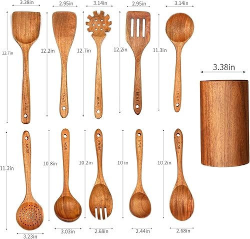 Miniatura 8 de Wooden Spoons for Cooking,10 Pack Wooden Kitchen Utensils Wooden Cooking Utensils Set Wooden Utensils for Cooking Wooden Spoons and Spatula Set (10)