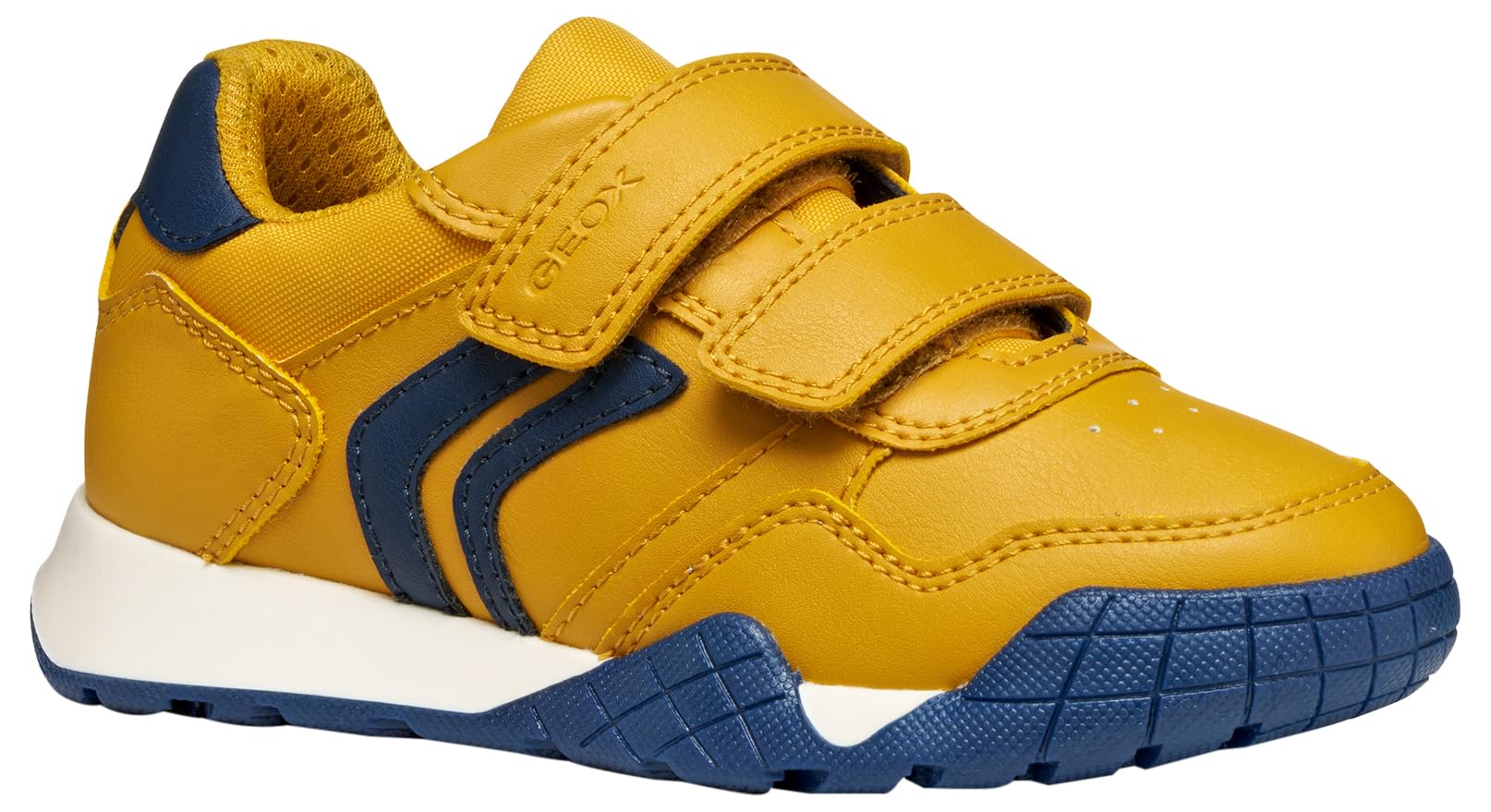 Geox J RANN-E BOY Sneaker, Yellow/Navy, 12.5 UK