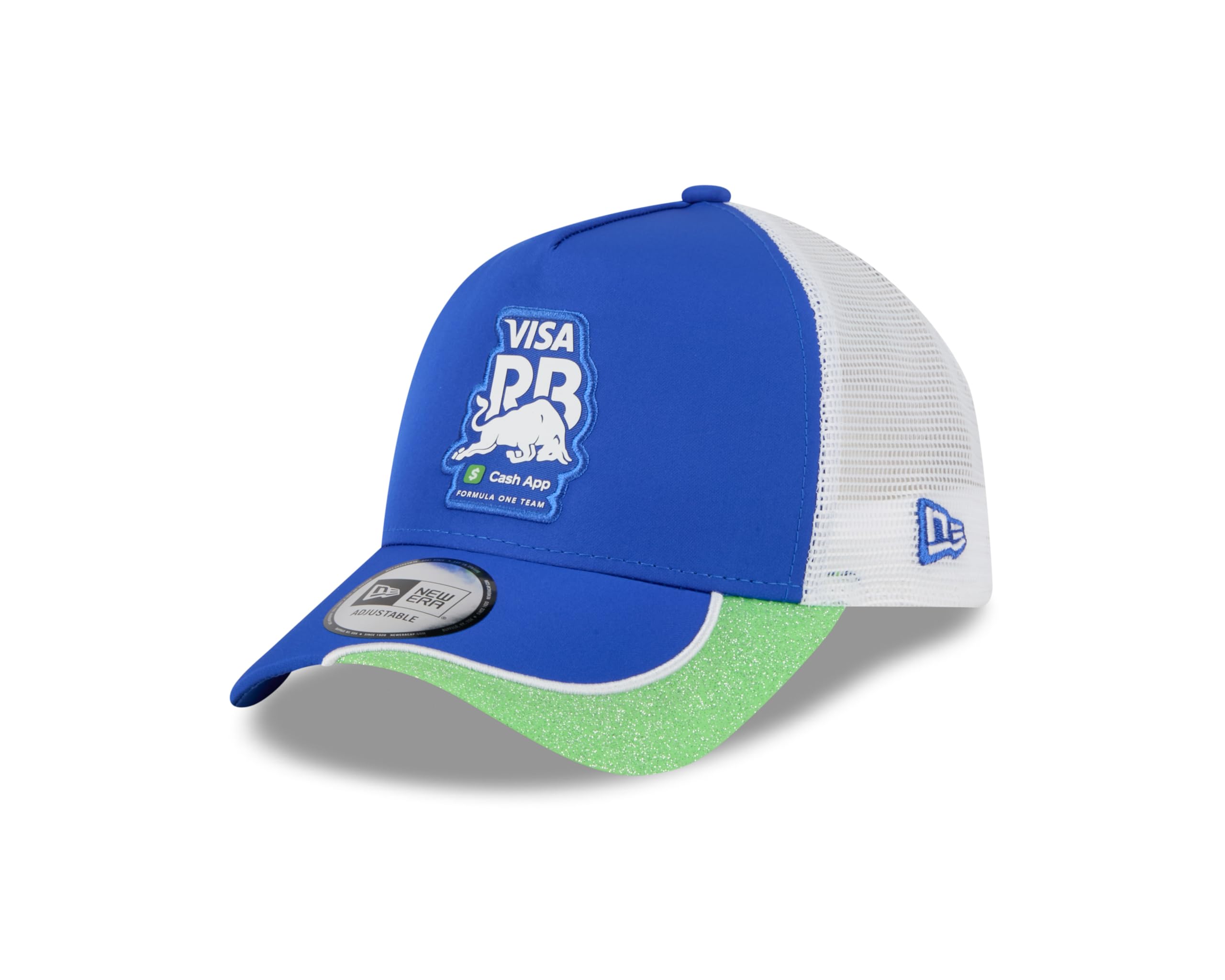 New Era Visa Cash App Racing Bulls F1 Team, Official 2025 Merchandise, Las Vegas USA GP Special Edition, Glitter Print, E-Frame Trucker Baseball Cap