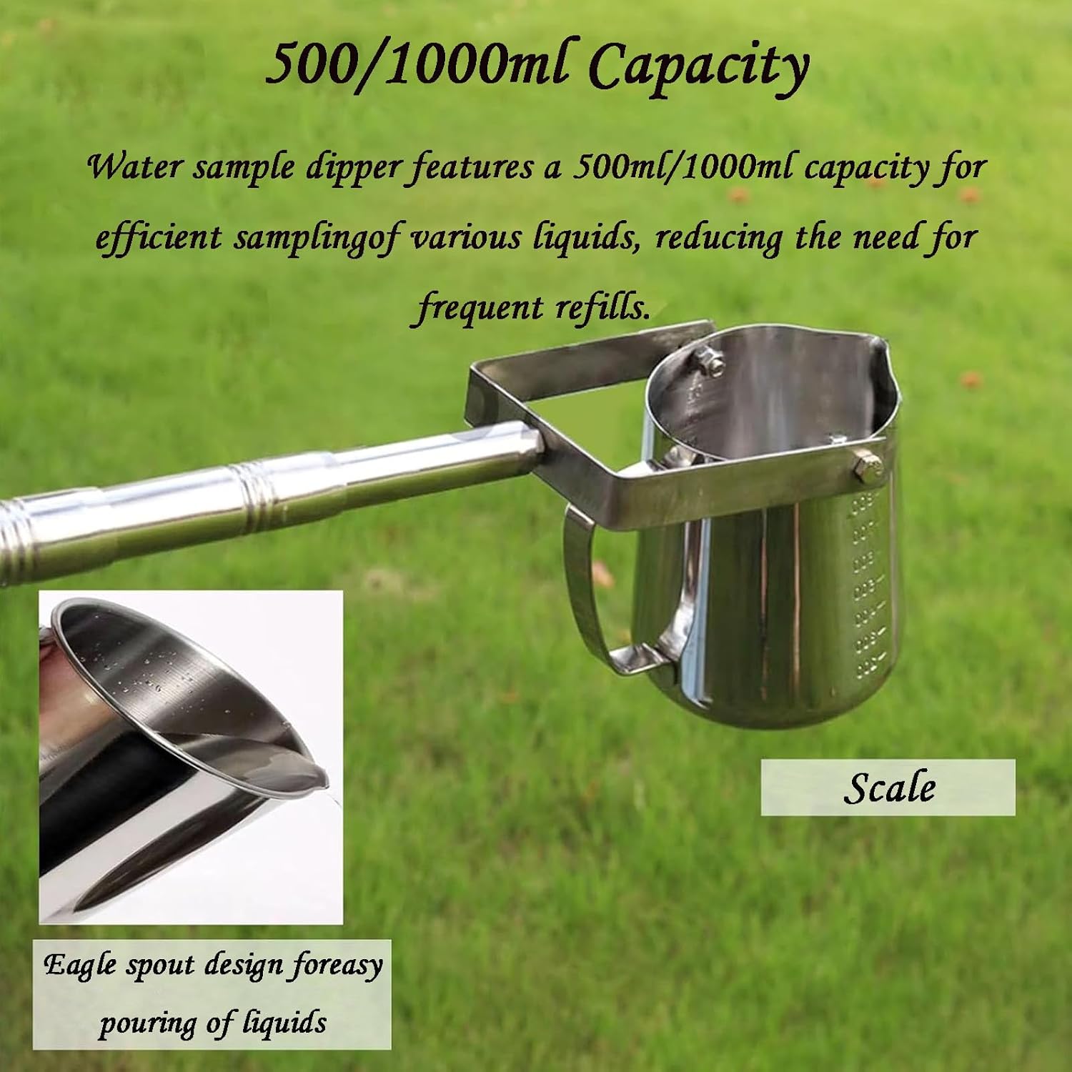Water Quality Sampler Device Telescopic,with Pendulum Beaker,Wellhead/Pond/Streams Portable Water Sample Collection Bucket