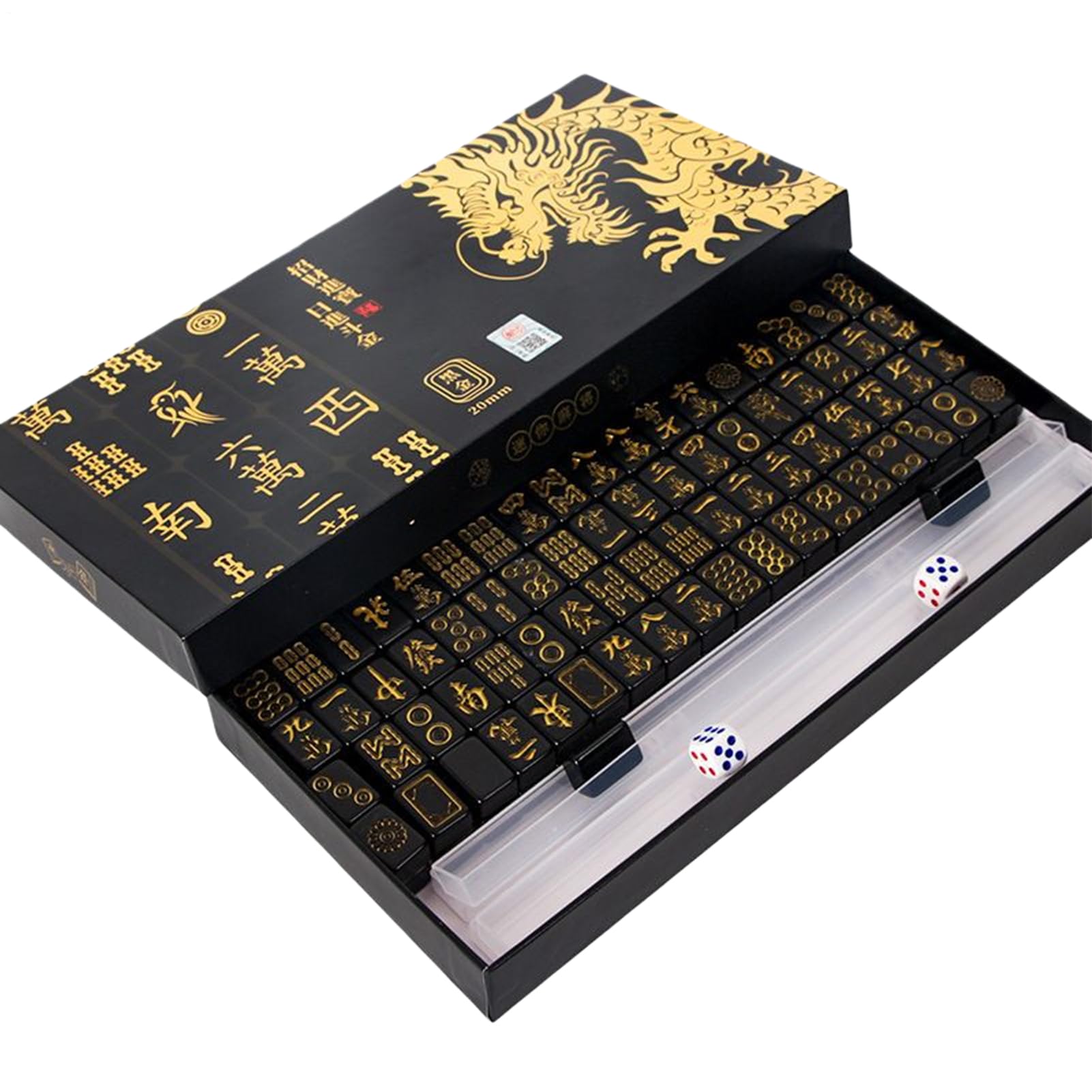 Zestaw Podróżny Do Gry W Mahjong 144 Sztuk Czarnych Złotych Płytek
