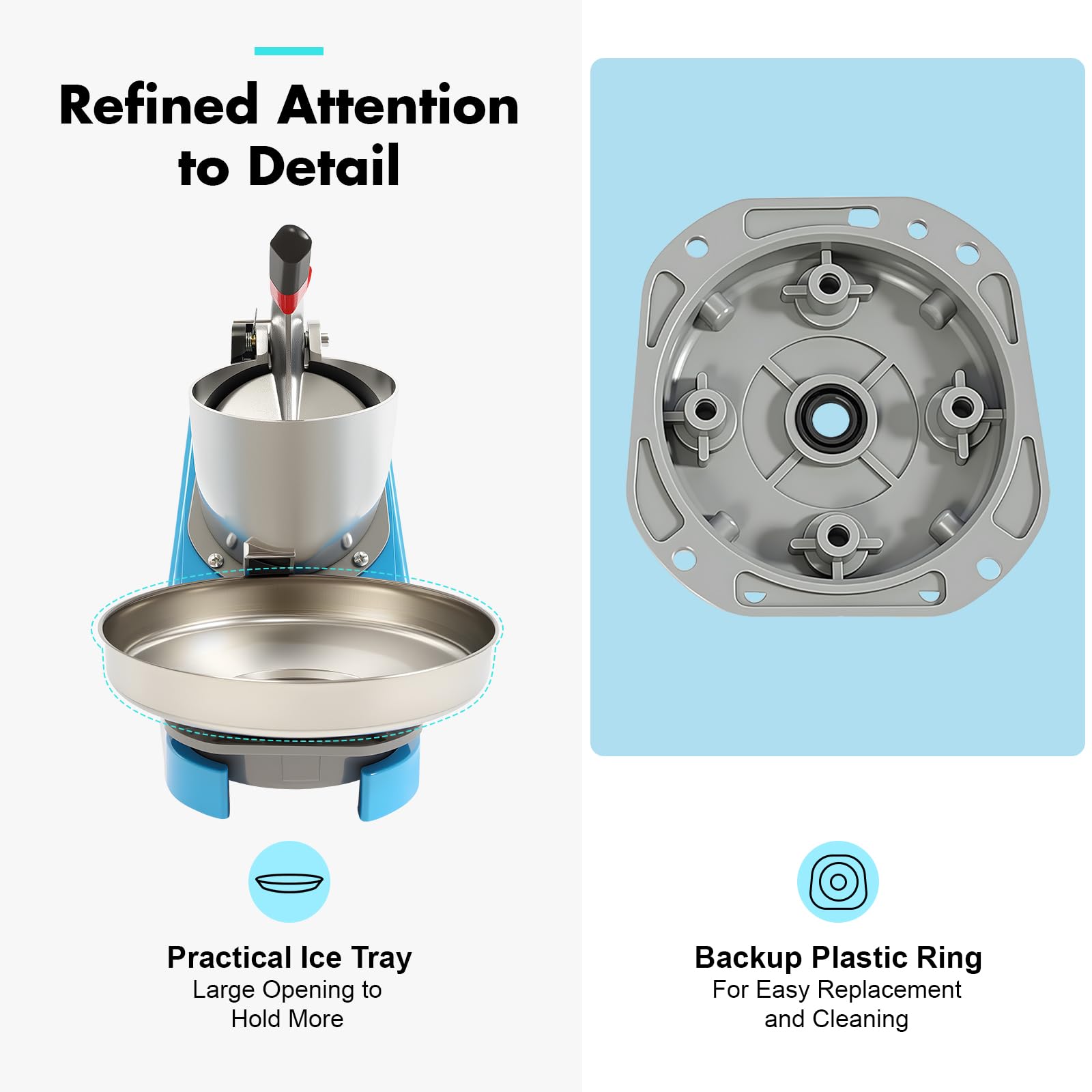 Tritatutto elettrico per ghiaccio in acciaio inox, capacità di ghiaccio tritato 65 kg/H, Ice Shaver macchina per neve per uso domestico e commerciale, raschietto per bevande fredde, frullati